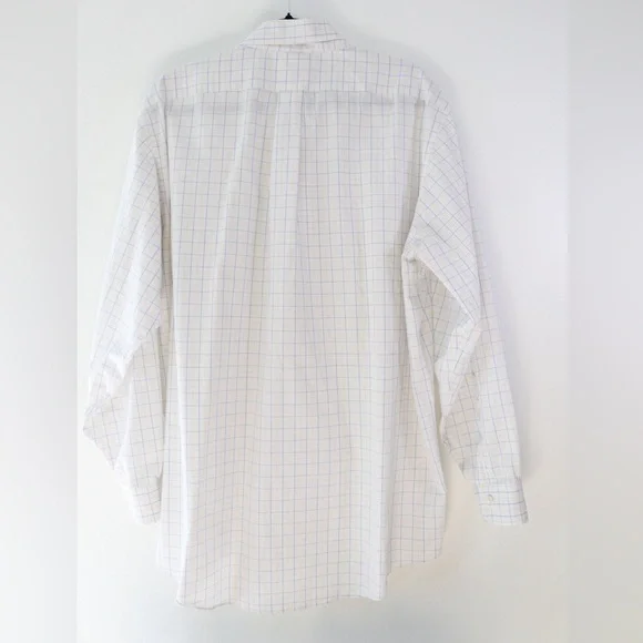 Brooks Brothers White and Blue Checkered Dress Shirt Sz 17 3/4 - Picture 5 of 7